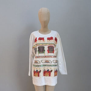 Cedars Vintage Holiday Christmas Long Sleeve T-Shirt -Medium - See Notes